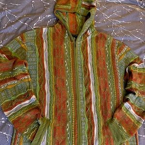 Authentic Coogi Multi Color Zip Up Hooded Sweater